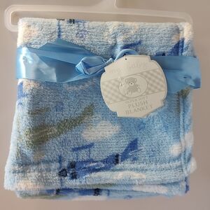 My Baby 30x30" Super Soft Plush Blanket Blue Airplanes Boy NWT